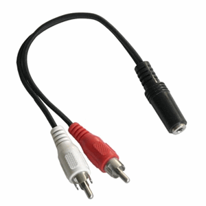 2 x phono hann / 3,5mm jack hunn, stereo, 0,20m