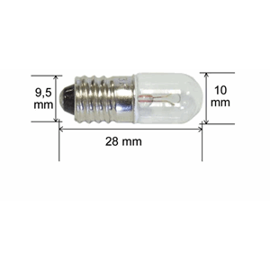 24 V 0,05A1,2W E10 PÆRE, 10X28MM
