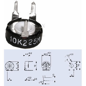 10K-PT10-0,15W potmeter, lineær, 5x10mm -PIHER