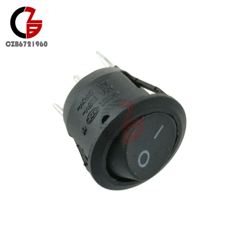 Mini Black Round 3 Pin SPDT ON-OFF Rocker Switch Snap-in - HiFiloftet.no