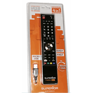 Universal fjernkontroll Micro-USB PROG. 4-IN-1, SVART