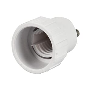 lampe-sokkeladapter, GU10 til E14, plast, hvit